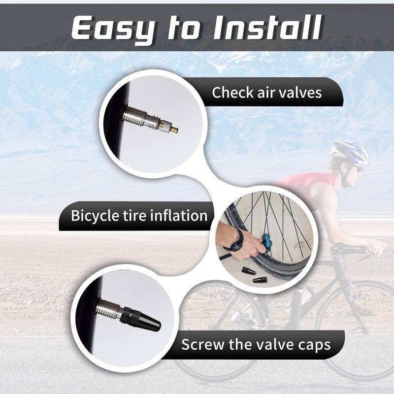 TPMSCENTER Aluminum Presta Valve Stem Caps – Black Tire Air Dust Covers for Bike (4 Pack) – Fit French Valves on Road, MTB, Hybrid, Racing, Fitness, Folding & Fat Bikes - Image 4